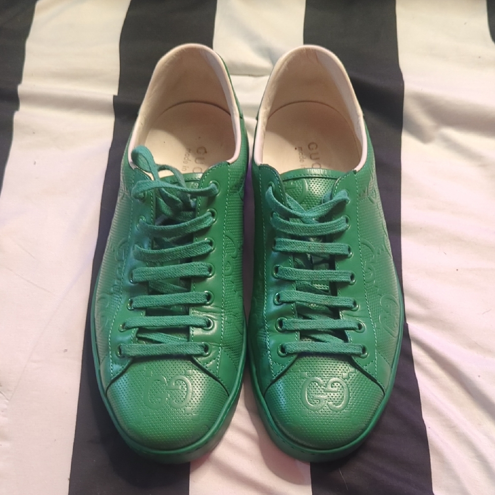 Men's Gucci Green Ace Leather Sneakers